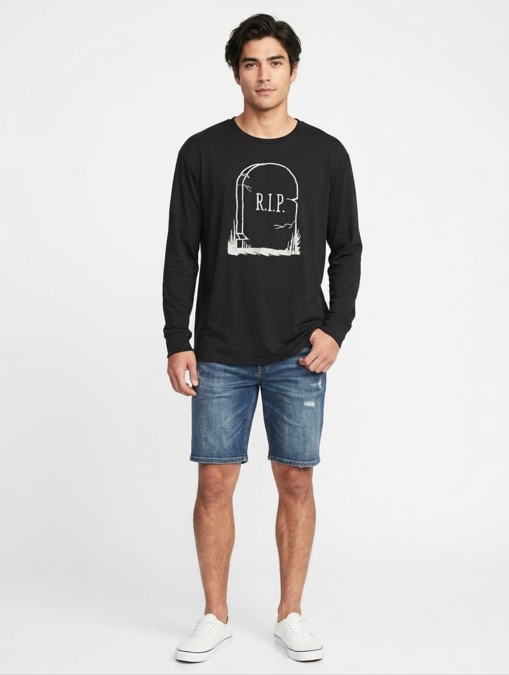 R.I.P. Tombstone Graphic Long Sleeve T-Shirt Unisex Halloween Casual Top XS-3XL - Picture 5 of 6